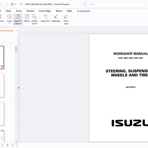 Isuzu NHR NKR NPR NQR NPS Steering Suspension Wheels & Tries Workshop Manual - PDF