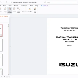 Isuzu NKR NPR NQR NPS Transmission & Clutch MXA Series Workshop Manual - PDF