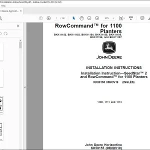 John Deere 1109, 1111 and 1113 Installation Instructions Manual KK59155 PDF