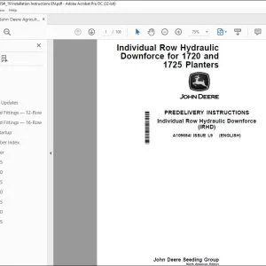 John Deere 1720 and 1725 Planters Installation Instructions Manual A109654I PDF