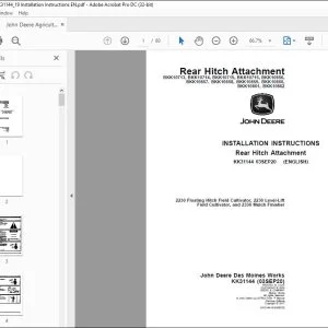 John Deere 2230 Floating Hitch Field Cultivator, 2230 Level-Lift Installation Instructions Manual