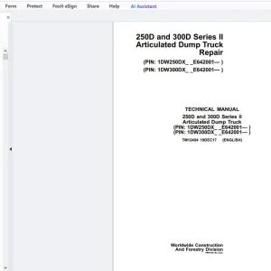 John Deere 250D & 300D Series II Articulated Dump Truck Repair Technical Manual TM12404 - PDF DOWNLOAD