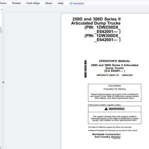 John Deere 250D & 300D Series II Articulated Dump Trucks Operator's Manual OMT264275 - PDF DOWNLOAD