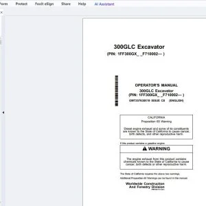 John Deere 300GLC Excavator Operator's Manual OMT357638X19 - PDF DOWNLOAD