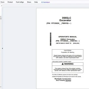 John Deere 350GLC Excavator Operator's Manual OMT351368X19 - PDF DOWNLOAD