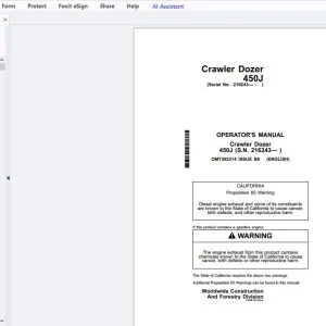 John Deere 450J Crawler Dozer Operator's Manual OMT302214 - PDF DOWNLOAD