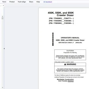 John Deere 450K, 550K & 650K Crawler Dozer Operator's Manual OMT378072X19 - PDF DOWNLOAD