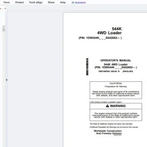 John Deere 544K 4WD Loader Operator's Manual OMT260582 - PDF DOWNLOAD