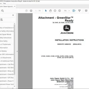 John Deere 6110R, 6120R, 6130R, 6135R, 6145R, 6155R, 6175R Installation Instructions Manual
