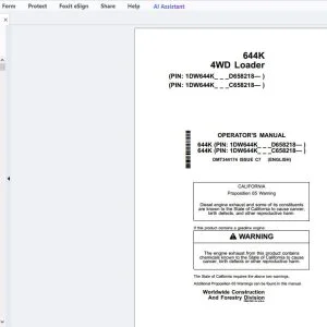Owner's Manual for John Deere 644K 4WD Loader PDF Download