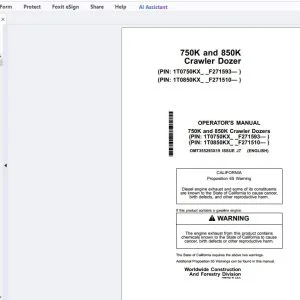 John Deere 750K & 850K Crawler Dozer Operator's Manual OMT355293X19 - PDF DOWNLOAD
