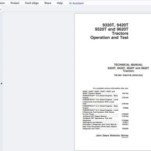 John Deere 9320T, 9420T, 9520T & 9620T Tractors Technical Manual TM1982 - PDF DOWNLOAD