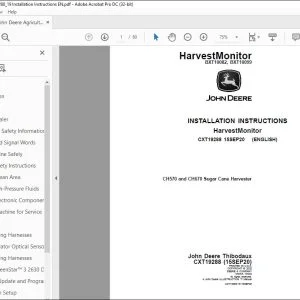 John Deere CH570 and CH670 Sugar Cane Harvester Installation Instructions Manual CXT19288