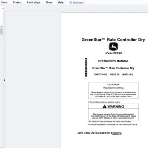John Deere Greenstar Rate Controller Dry Operator's Manual OMPFP18423 - PDF DOWNLOAD