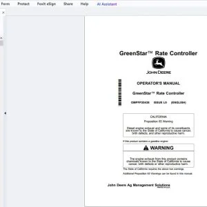 John Deere Greenstar Rate Controller Operator's Manual OMPFP20438 - PDF
