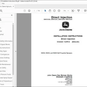 John Deere R4030, R4038, and R4045 Self-Propelled Sprayers Installation Instructions Manual