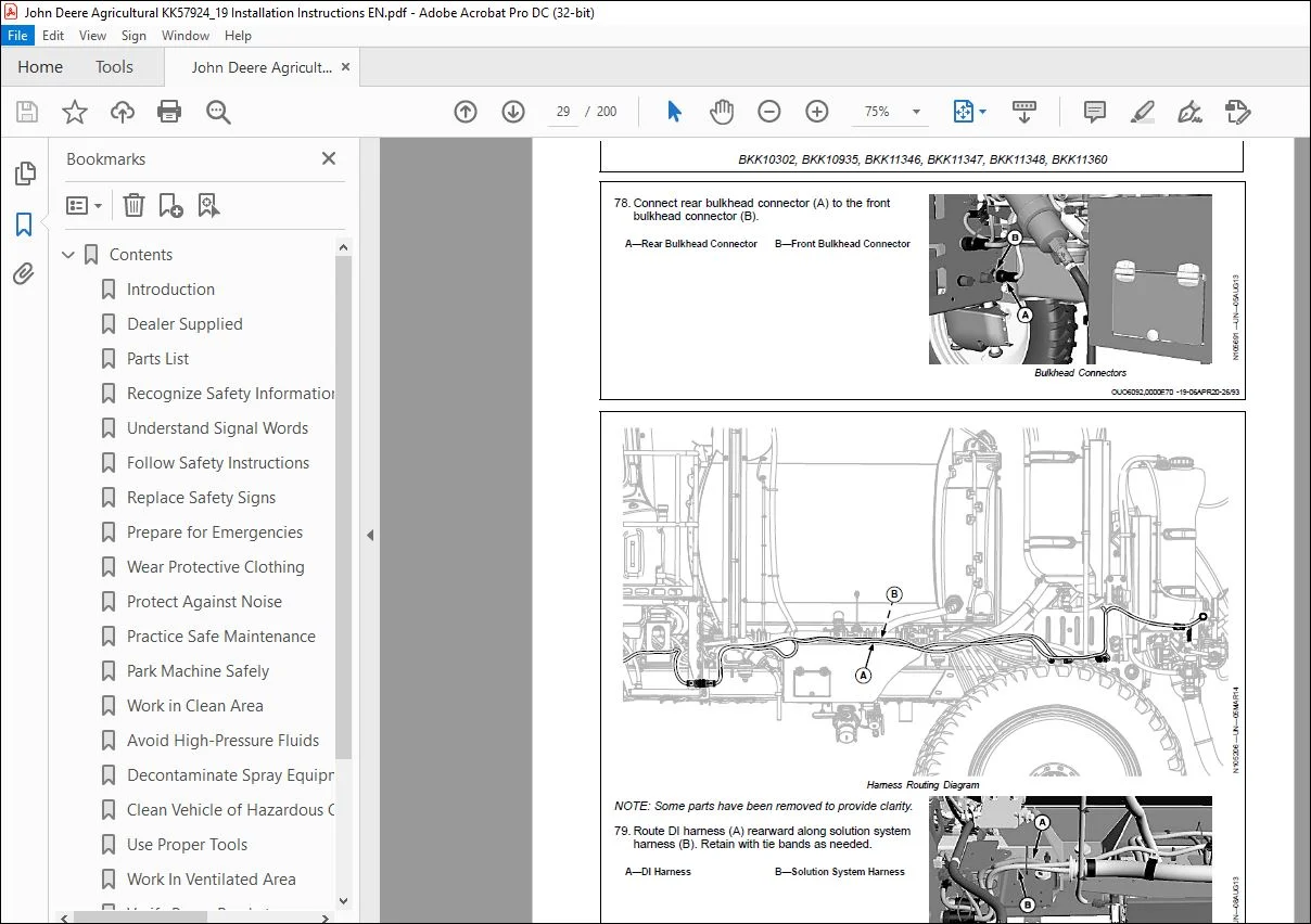 John Deere R4030, R4038, and R4045 Self-Propelled Sprayers Installation Instructions Manual PDF - Image 2