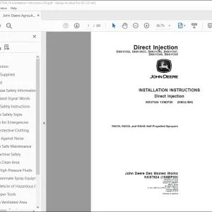 John Deere R4030, R4038, and R4045 Self-Propelled Sprayers Installation Instructions Manual PDF