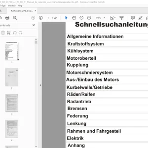 Kawasaki GPZ 500 600 ZX 500A1 ZX 600 A1 Schnellsuchanleitung PDF