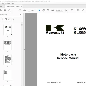 Kawasaki KLX650R KLX650 Motorcycle Service Manual PDF
