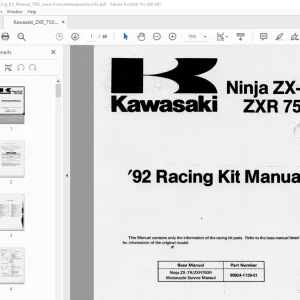Kawasaki Ninja ZX-7R ZXR 750R 1992 Racing Kit Manual PDF