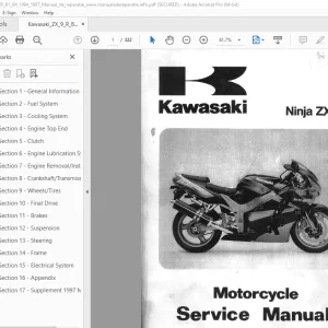 Kawasaki Ninja ZX-9R Motorcycle Service Manual - PDF DOWNLOAD