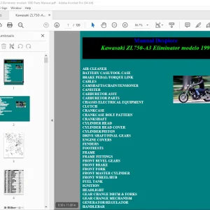 Kawasaki ZL750-A3 Eliminator modelo 1990 Parts Manual PDF