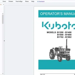 Kubota B1200-B1400 B1500-B1600 B1702-B1902 Operator's Manual - PDF DOWNLOAD