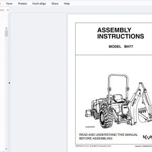 Kubota BH77 Assembly Instructions Manual - PDF DOWNLOAD