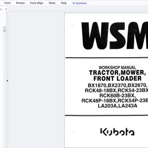 Kubota BX1870, BX2370, BX2670, RCK48-18BX, RCK54-23BX, RCK60B-23BX RCK48P-18BX Workshop Manual - PDF