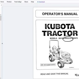 Kubota BX1870, BX2370, BX2670 Tractor Operator's Manual - PDF DOWNLOAD