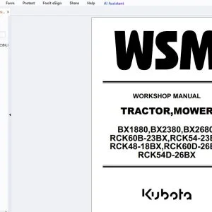 Kubota BX1880, BX2380, BX2680, RCK60B-23BX, RCK54-23BX, RCK48-18BX RCK60D-26BX RCK54D-26BX Mower Workshop Manual - PDF