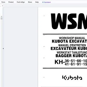 Kubota KH36-41-51-61-66-91-101-151 Excavator Workshop Manual - PDF DOWNLOAD
