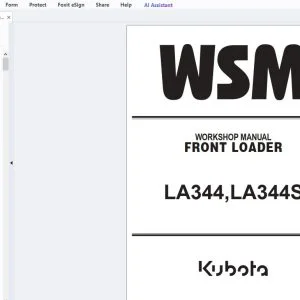 Kubota LA344, LA344S Front Loader Workshop Manual - PDF DOWNLOAD