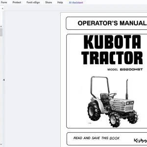 Kubota Tractor B9200HST Operator's Manual - PDF DOWNLOAD