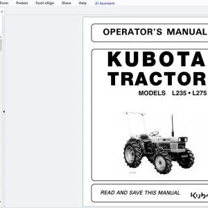Kubota Tractor L235 L275 Operator's Manual - PDF DOWNLOAD