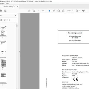 Liebherr Hydraulic Excavators R9350E Operator Manual - PDF DOWNLOAD