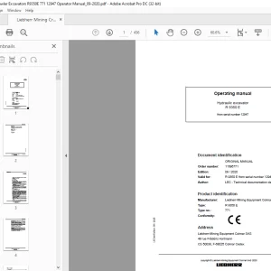 Liebherr Mining Crawler Excavators R9350E  Operator Manual - PDF DOWNLOAD