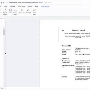 Liebherr Weighing Device With Truck Payload Assist Operators Manual - PDF DOWNLOAD
