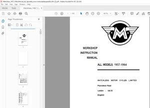 MATCHLESS MOTOR CYCLES 1957-1964 WORKSHOP INSTRUCTION MANUAL - PDF
