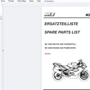 MZ 1000S Engine & Frame Work Parts Manual - PDF DOWNLOAD