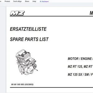 MZ RT 125, RT 125 Classic, 125 SX / SM / Fun X Parts Manual - PDF DOWNLOAD