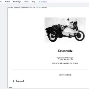 MZ TS 250/1 und ETZ 250 Superelastik-Seitenwagen Ersatzteile - PDF DOWNLOAD