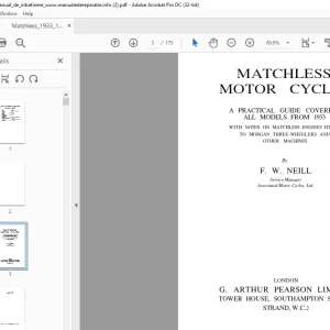 Matchless Motor Cycle 1933-1947 Maintenance and Repair Manual- PDF