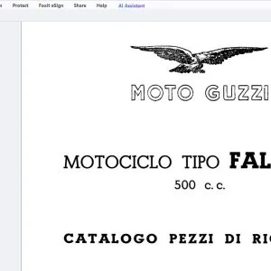 Moto Guzzi Falcone 500 c.c Catalogo Pezzi Di Ricambio - PDF DOWNLOAD