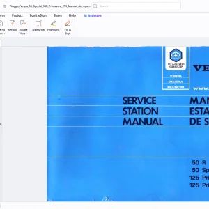 Piaggio 50 R 50 Special 125 Primavera 125 Primavera ET3 Service Station Manual PDF