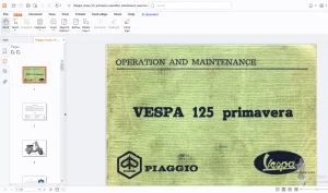 Piaggio Vespa 125 Primavera Operation & Maintenance Manual - PDF