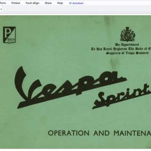 Piaggio Vespa Sprint Operation & Maintenance Manual - PDF