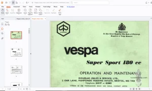 Piaggio Vespa Super Sport 180 cc Operation & Maintenance Manual PDF