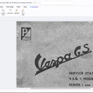 Piaggio Vespa VSB I Model GS 160 Series I & II Service Station Manual - PDF